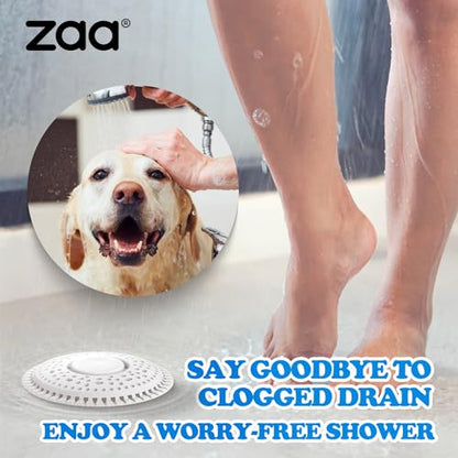 Zaa Shower Drain Hair Catcher Silicone Flat Floor Strainer Protector | Light Gray Weighted Flat Shower Drain Protectors, Traps Hair Before Clogs, Easy to Clean in Seconds, Fits Flat Floor Drains