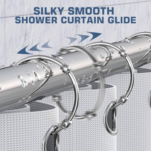 Shower Curtain Rings,12 Pack Round Shower Curtain Hooks for Bathroom Glide Smoothly Rustproof Metal Shower Hooks for Shower Curtain Rod,Snap Joint Design, Zinc Alloy, Nickel - color: Silver