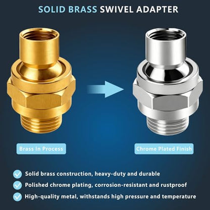 Voolan Solid Metal Shower Head Swivel Ball Adapter, Adjustable Pivot Ball To Adjust Showerhead Angle, Universal Connector Joint Fits Fixed, Hand Held & Rain Shower, Chrome - color: Chrome