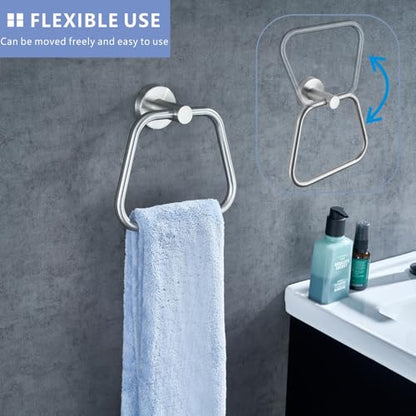 Bath Towel Ring, Bathroom Hardware Towel Holder, Chrome Towel Ring for Bathroom, Modern Trapezoid Wall Mounted Towel Hanger, 304 Stainless Steel (Brushed Nickel) - color: Brushed Nickel