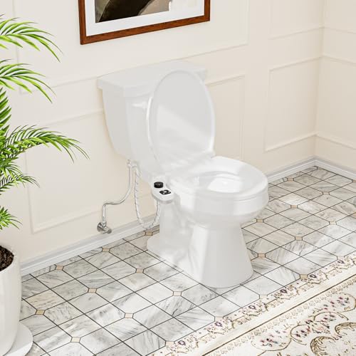 PIKETS Bidet Attachment for Toilet, Dual Nozzle (Frontal and Rear Wash) Non-Electric Fresh Water Bidet Toilet Seat Attachment with Nozzle Self Cleaning, Adjustable Water Pressure (Black) - color: Black
