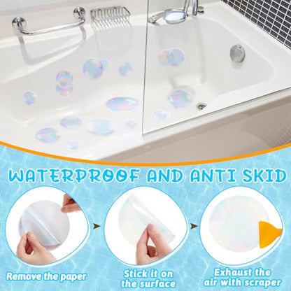 Fullhawl 15 Pcs Clear Bubble Non Slip Bathtub Stickers Clear Bubble Anti Slip Shower Stickers Shower Floor Nonslip Sticker Applique Adhesive Decals with Scraper for Bathtub Bathroom Floor - style: Clear Bubble