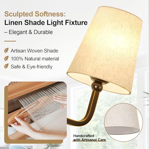 MOKATNG Bathroom Light Fixtures, 3-Light Oil-Rubbed Bronze Vanity Lights, Bathroom Lighting Fixtures Over Mirror with Flared Linen Shade, Modern Wall Sconces for Living Room Hallway - color: Oil-Rubbed Bronze & Beige Shade