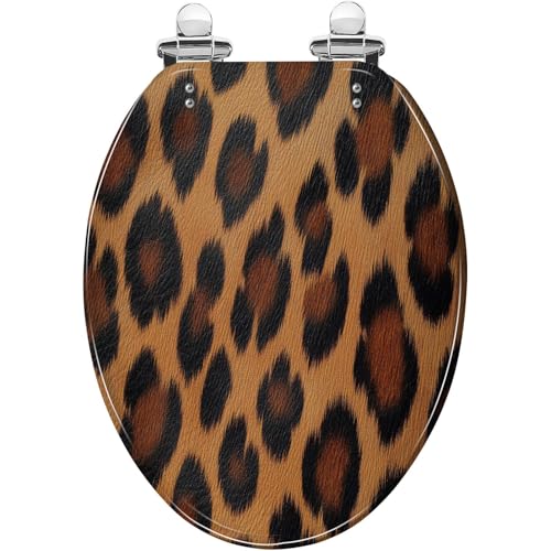 Elongated Resin Toilet Seat, Quietly Close Quick Release Hinges Cover | Toilet Lid Cover Easy to Clean and Install, textile texture animal pattern Heavy Duty Toilet Seat - color: pattern9, size: V-shape