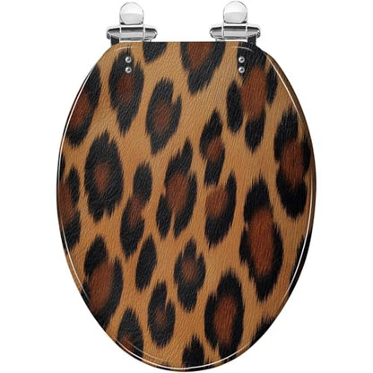 Elongated Resin Toilet Seat, Quietly Close Quick Release Hinges Cover | Toilet Lid Cover Easy to Clean and Install, textile texture animal pattern Heavy Duty Toilet Seat - color: pattern9, size: V-shape