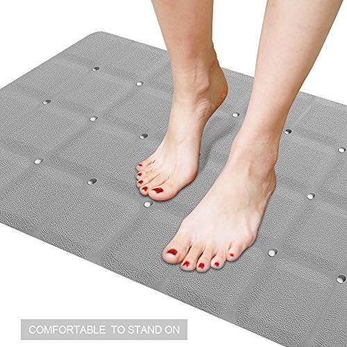 Webos Foldable Non Slip Silicon Bath Mat Bathtub mat no Suction Cups Shower mats for Textured Tub and Reglazed Tub (Foldable -Grey, 28-inch x 14-inch) - color: Foldable-grey