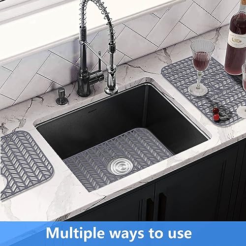 Sink Protectors for Kitchen Sink 19"x13"Silicone Kitchen Sink mat | Various sizes and styles,Free-form cutting,Holes for different positions,Protector for sinks and dish,Withstand to 500F - size: 19"x13"