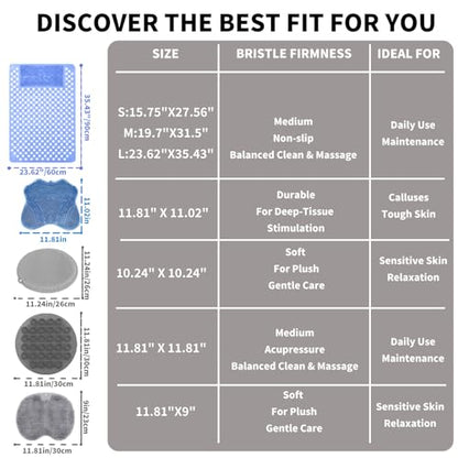 Bath Tub Shower Mat with Soft Shower Foot Scrubber Mat for Massage,Non Slip Bathtub Mat with Strong Suction Cups, Silicone Shower Foot Scrubber Mat (Dusty Blue, 27.5" X 15.7"(Rectangular)) - color: Dusty Blue, size: 27.5" x 15.7" (Rectangular)