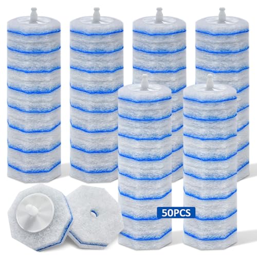 50 Count Disposable Wand Refills, Replacement Scrubber Pads Compatible with Clorox Wand, High Density Cleaning Pads for Bathroom Ceramic Surfaces