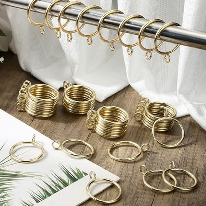 Maitys 100 Pcs Metal Curtain Rings with Eyelet 1.5-inch Inner Diameter Eyelet Curtain Rings for Drapery Clips Hooks for Sliding Window Bathroom Door Shower Rod (Gold) - color: Gold