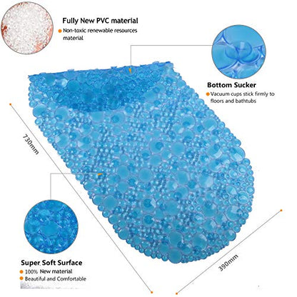 Updated Bathtub Mat for Shower Non-Slip Bath Mat Bathroom Bathtub Mat with Suction Cups Shower Stall Mat Non Slip Mat PVC Material Machine Washable (37 x 67cm, Blue) - color: Blue
