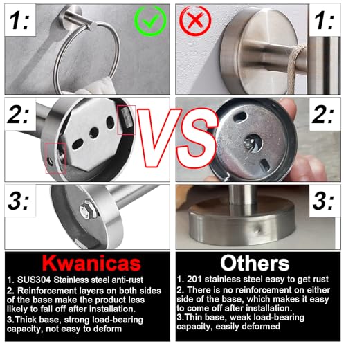 Brushed Nickel Flip Toilet Paper Holder and Hand Towel Ring Set 2 Pieces Bathroom Hardware Accessories Set SUS 304 Stainless Steel Heavy Duty Wall Mounted Bathroom Holder - color: Brushed