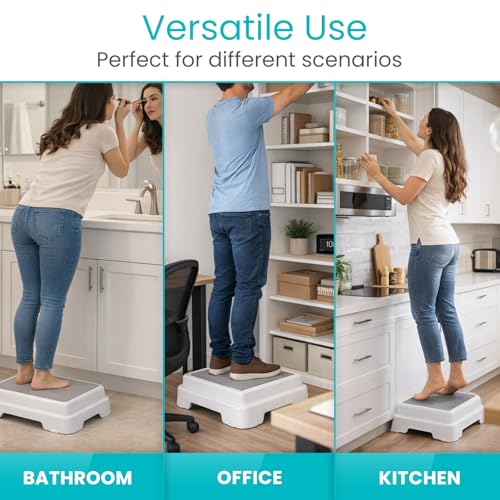 Vive Bath Shower Step Stool (4.5") - Slip Resistant, Stackable | Indoor/Outdoor - Safety Stepping Stool Bathroom Aid for Adults, Handicap, Elderly, Seniors, Bathtub, High Beds, Kitchens