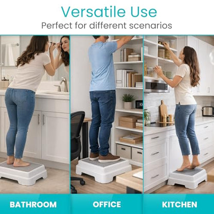 Vive Bath Shower Step Stool (4.5") - Slip Resistant, Stackable | Indoor/Outdoor - Safety Stepping Stool Bathroom Aid for Adults, Handicap, Elderly, Seniors, Bathtub, High Beds, Kitchens