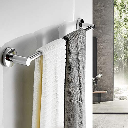 BESy Adjustable Towel Bar Towel Racks for Bathroom Rod Wall Mounted Chrome | Adjust 15" to 26" Rustproof, Stainless Steel Towel Holder, Wall Mounted for Bathroom Accessories, Heavy Duty, Space Saving - color: Polished Chrome