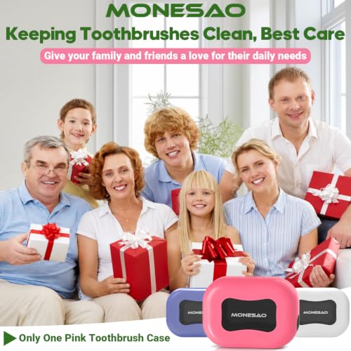 MONESAO Toothbrush Sanitizer Covers, Toothbrush Case with Violet Light | Rechargeable Cleaner Case - Auto Home Travel Tooth Brush Cap Box for Any Electric and Manual Toothbrushes (Pink) - color: Pink