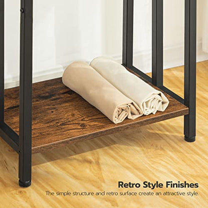 HOOBRO Free Standing Towel Rack, 3 Tier Blanket Rack, Blanket Holder for Bathroom, 16.9" L x 11" W x 31.9" H, Industrial Metal Drying and Display Rack with Shelf, Rustic Brown and Black BF03LB01 - color: Rustic Brown + Black, size: 16.9"L x 11"W x 31.9"H