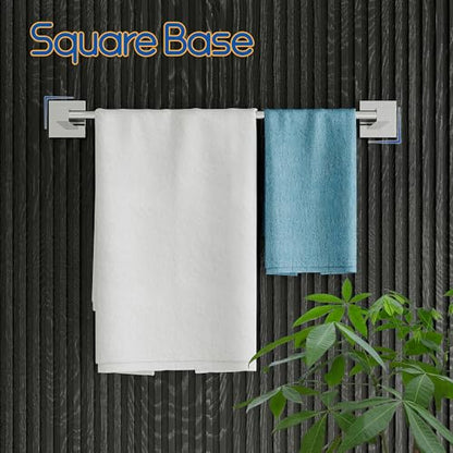RUACQ Towel Bar 18" Towel Racks for Bathroom Wall Mounted, Chrome | One-Piece Bath Towel Holder, Total Length 20 Inch Single Towel Rod, 304 Stainless Steel Rustproof, Square Base, Heavy Duty - color: Chrome, size: 18 inch(Center to Center) Single Bar
