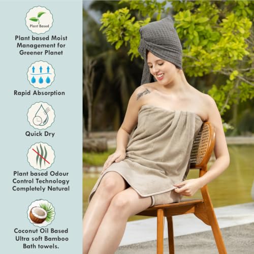 Bamboo Viscose Bath Towel Set Terry - Pack of 6 - Taupe - 30 x 60 in – 60% Viscose Derived from Bamboo 40% Cotton – 730 GSM Plush & Soft Feel - Oeko-TEX Certified - Spa-Luxe Drying Comfort - color: Taupe