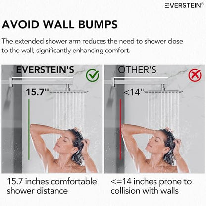 10" High-Pressure Rainfall Shower System with Handheld Spray, Wall Mount Bathroom Shower Faucet Set with Valve (Polished Chrome) - color: Chrome