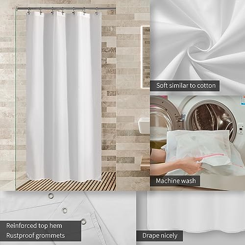 ALYVIA SPRING Stall Waterproof Fabric Shower Curtain or Liner White, 36x72 | 2 Magnets, Soft Cloth & Hotel Quality, Machine Washable, Light-Weight, Stall Size - color: White, size: 36"W x 72"L (Pack of 1)