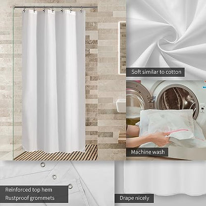 ALYVIA SPRING Stall Waterproof Fabric Shower Curtain or Liner White, 36x72 | 2 Magnets, Soft Cloth & Hotel Quality, Machine Washable, Light-Weight, Stall Size - color: White, size: 36"W x 72"L (Pack of 1)