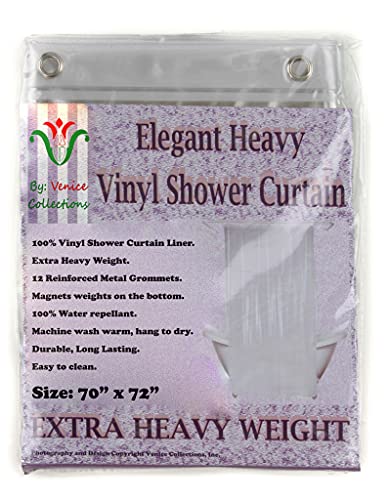 Elegant Heavy Duty Vinyl Shower Curtain Liner with 12 Metal Grommets DPC Clear - color: Dpc Clear