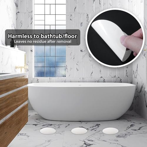 24 PCS White Round Shape Bathtub Non Slip Stickers | Adhesive Decals, Anti Slip for Shower, For Floor Bathroom Stairs Ladders, Includes Scraper - color: White