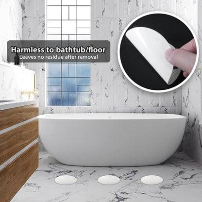 24 PCS White Round Shape Bathtub Non Slip Stickers | Adhesive Decals, Anti Slip for Shower, For Floor Bathroom Stairs Ladders, Includes Scraper - color: White