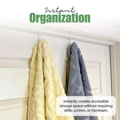 Evelots Over The Door Hooks - 2 Pack - Hangers for Clothes, Towel, Coats, Hats, Handbags - Made of Rubber Coated Steel - Closet, Bathroom, Office - size: 2 Pack, style: Wide Width Door Hooks