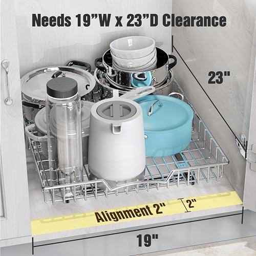 Simple Houseware Under Cabinet Pull Out Sliding Shelf Drawer, 21Dx17W | for Kitchen Organizer - size: 21" D x 17" W