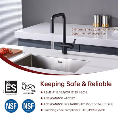 SUMERAIN Matte Black Kitchen Faucet with Pull Down Sprayer | Single Hole, SUS304 Stainless Steel, Single Handle, Modern, 360° Swivel Spout, Easy Installation - color: Matte Black