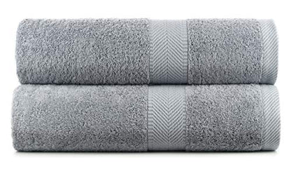 BY LORA 660 GSM Bath Sheet Set of 2, 35 x 65 in Extra-Large Vat-Dyed 100% Ring-Spun Cotton Terry Towel, Hotel Quality, Steel Gray - color: Steel Gray