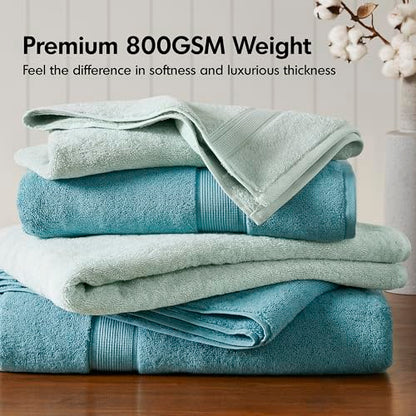 Madison Park 800GSM 100% Cotton Bathroom Bath Towel Set of 8, Aqua | Long Staple, Highly Absorbent, Durable Hotel Spa Quality, Quick Dry, Double Stitched Hems, Lint Reducing, OEKO-TEX Certified - color: Aqua, size: Multi-Sizes