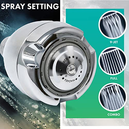 Niagara Conservation Earth Showerhead - Energy & Water Saving Showerhead (1.75 GPM) High-Efficiency 3-Spray Chrome Fixed Shower Head (N2917CH) - color: Chrome, size: 1.75 GPM