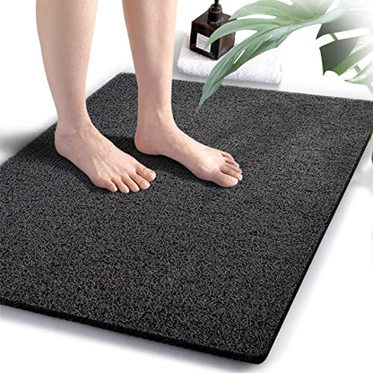 godehone Shower Mats Non Slip Without Suction Cups, PVC Loofah Bathroom Mats, Loofah Mats for Shower and Bathroom, Quick Drying, 23.6× 34.6 Inch, Black - color: Black, size: 34.6" x 23.6" (Rectangular)