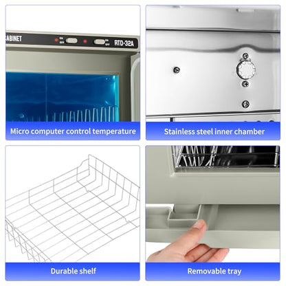 32L Hot Cabinet, Hot Towel Warmer Cabinet, 2in1 Professional Double Towel Heater Machine for Facial Spa, Massage, Hair Salon, Barber, Estheticians, Beauty Salon