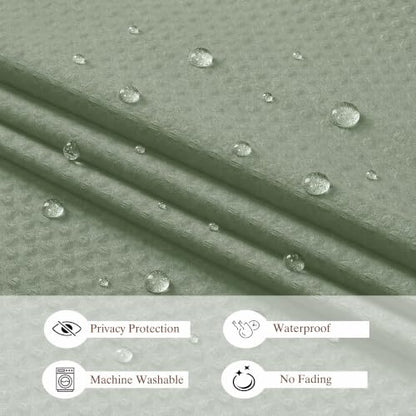 Aiyufeng Sage Green Shower Curtains for Bathroom，Dot Like Embossed Textured Waterproof Soft Polyester Cloth Shower Curtain，Hotel Spa Machine Washable，72Wx72L - color: Sage Green, size: 72"W x 72"L (Pack of 1)