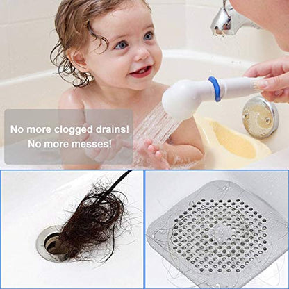 Drain Hair Catcher 2 Packs, Shower/Bathtub Drain Cover, Silicone Hair Catcher for Shower, Square Drain Stopper for Tub,Kitchen,Bathroom Gray/White