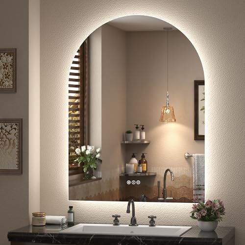 24x32 Inch Backlit Arched LED Bathroom Mirror with Lights | Stepless Dimmable, Anti-Fog, Memory, ETL Listed, Lighted Vanity Mirror for Wall - color: Arched, size: 32"L x 24"W