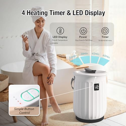 Heated Towel Warmer for Bathroom, Large Towel Warmer with Heating Timer, LED Display, Auto Shut-Off, Safety Lock, Towel Warmer Fits Two 40"x70" Oversized Towels, Bathrobes, Blankets - Black
