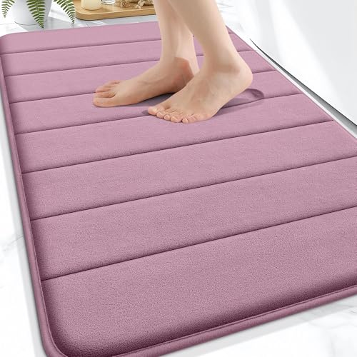 OLANLY Memory Foam Bath Mat 32x20, Super Soft Absorbent Bathroom Rugs, Quick Dry, Machine Washable Shower Floor Rugs, Bathmat Carpet, Bathroom Home Decor Accessories, Deep Plum - color: Deep Plum, size: 32" X 20"
