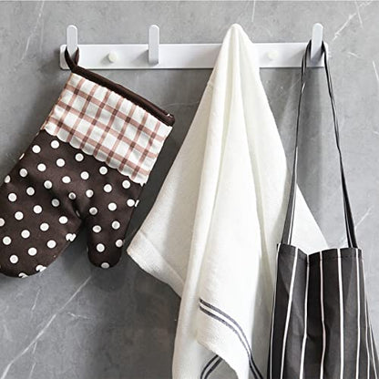 4 Hooks Matte White Bathroom Towel Hooks Mounted Wall Adhesive Heavy Duty Farmhouse Bath Coat Stick on Rack Hat Wall Hook Sticky White Kitchen Robe Rack Coat Hook White 4 Hooks Rack Towel for Bathroom - color: White, size: 13.19*1.18*1.38 inch（4hooks）