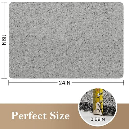 SoftDuo Shower Mat Bathtub Mat Non-Slip Soft Tub Mat | 24x16 inch,PVC Loofah Bath Mat with Drain for Tub and Bathroom,Quick Drying,Grey - color: Grey, size: 24" x 16" (Rectangular)