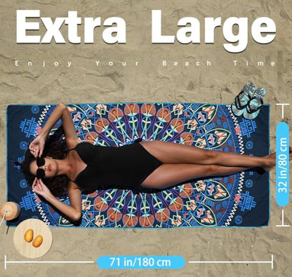 Widdonen Microfiber Beach Towel,Compact 2 Pack-71x32 Inch with Bag Travel | Extra Large,Lightweight,Thin,Sand Free,Quick Dry,Absorbent.Packable for Camping,Swim,Pool,Bath,Picnic,Cruise Essentials Gift - color: 2 Pack Mandala