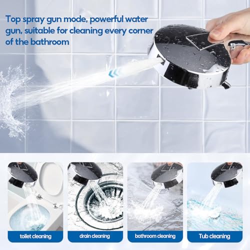 Shower Head with Handheld Spray Combo 2 in 1 Rainfall High Pressure with 59" Rotatable Stainless Steel Hose 9 Spray Modes Detachable Silver - color: Silver