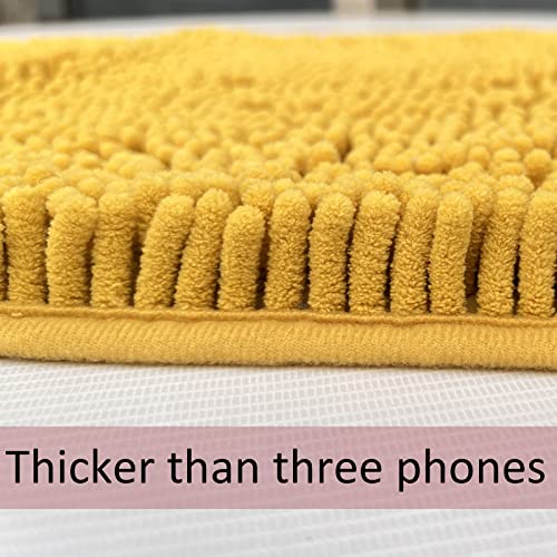 Bathroom Rugs Sets 2 Piece Extra Soft Chenille Bathroom Mats Non Slip Bath Mat Set,Absorbent Shaggy Rugs Perfect Plush Bath Rugs with U-Shaped Toilet Rug,Bathrom Carpets for Bathroom Gold - color: Gold