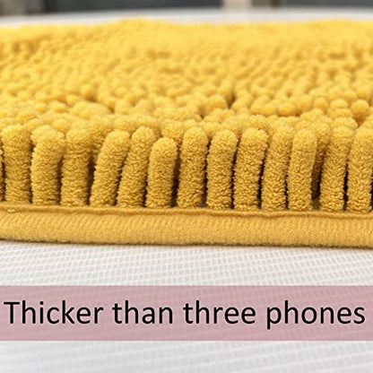 Bathroom Rugs Sets 2 Piece Extra Soft Chenille Bathroom Mats Non Slip Bath Mat Set,Absorbent Shaggy Rugs Perfect Plush Bath Rugs with U-Shaped Toilet Rug,Bathrom Carpets for Bathroom Gold - color: Gold
