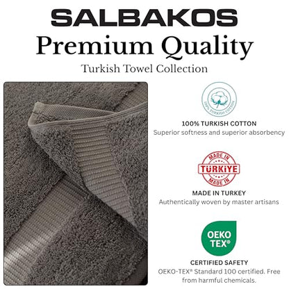 SALBAKOS 12-Piece 100% Turkish Cotton Washcloths and Face Towels, Gray | 13x13 in Standard Size Small Towel, Multi-use Bathroom & Kitchen, Thick Super Soft Absorbent Durable, Oeko-Tex Made in Turkey - color: Gray, size: 12 Washcloths