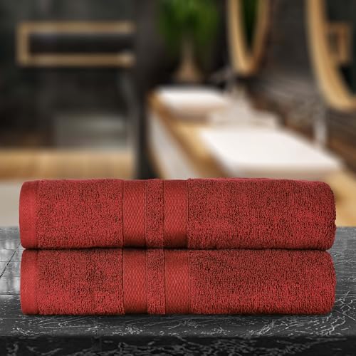 Superior Ultra-Soft 2-Piece Cotton Bath Sheet Set, Perfect for Bathroom Decor, Shower, Spa, Gym, Guest Room, Home Essentials, Daily Use, Soft, Absorbent, Oversized Body Towels - Maroon - color: Maroon, size: Bath Sheet (2-Pack)